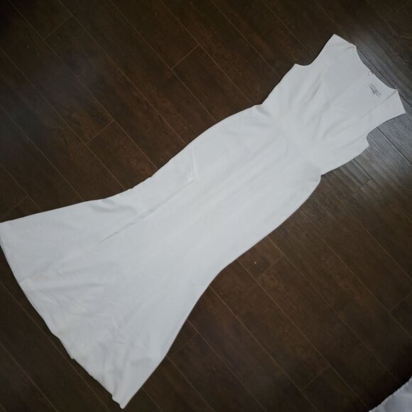 NEW  Dress The Population Monroe Side Slit Gown Womens M Off White Formal - Picture 2 of 9